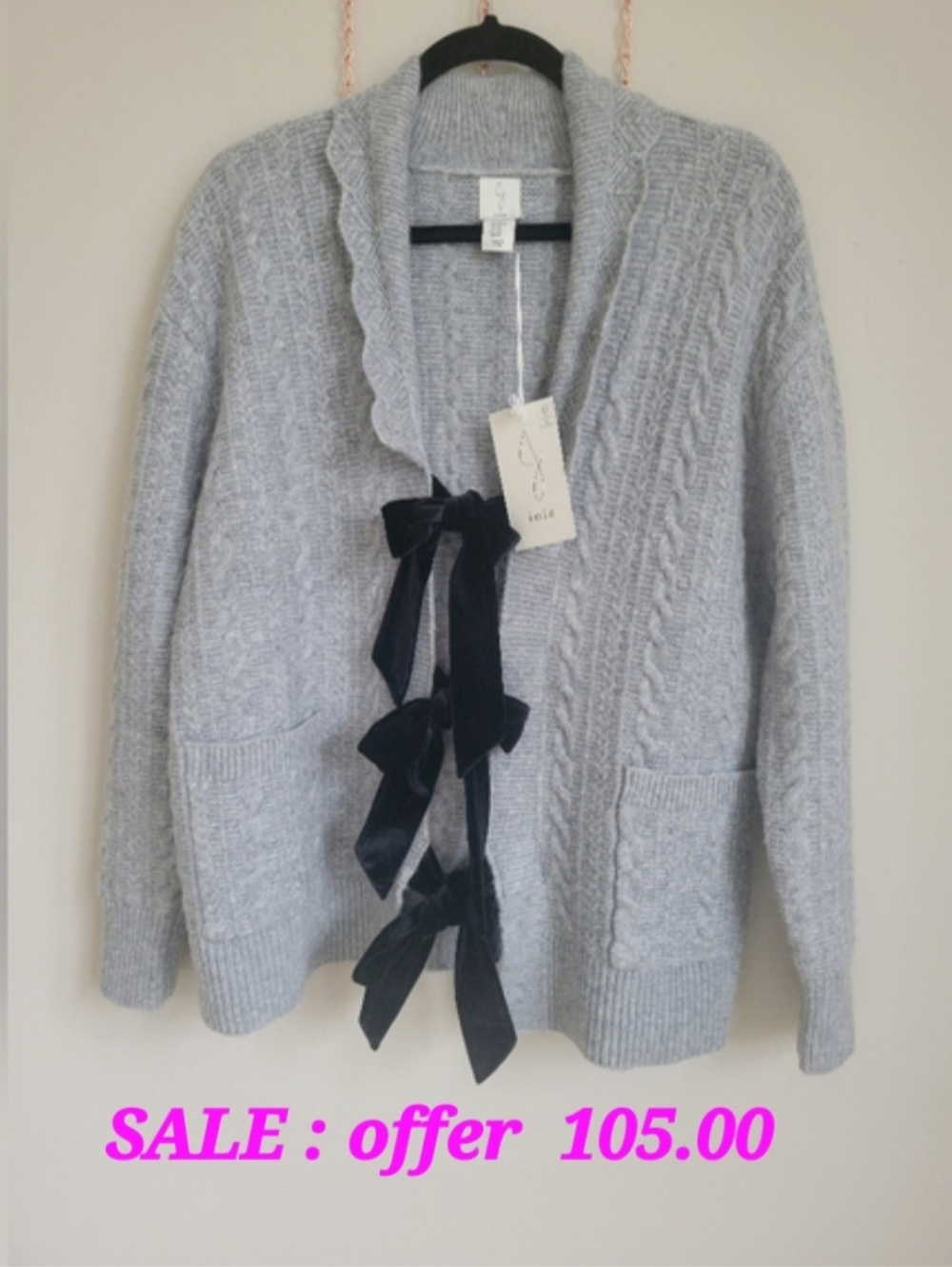 JOIE Marienlla Bow Tie Cardigan Size XS